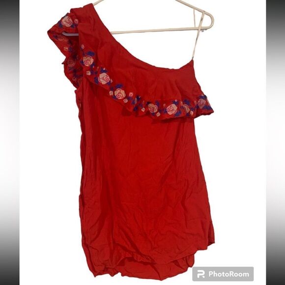 Lulus small‎ Alpina Coral Embroidered One Shoulder Dress - Picture 5 of 5